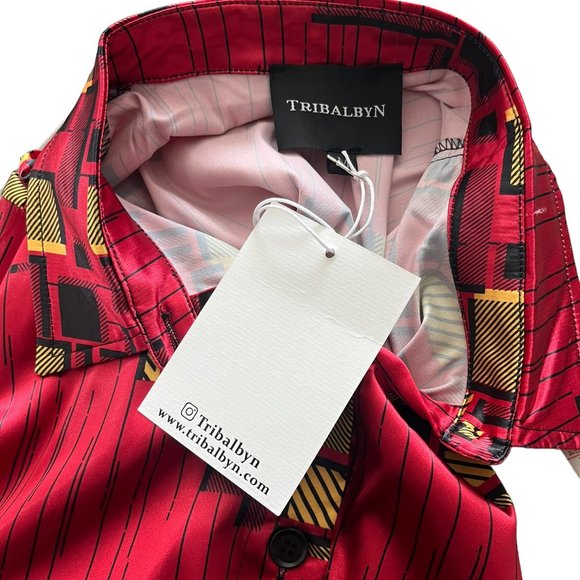 Tribalbyn Zambia African Print Matching Two Piece Set Red Size Medium NEW - Picture 5 of 6